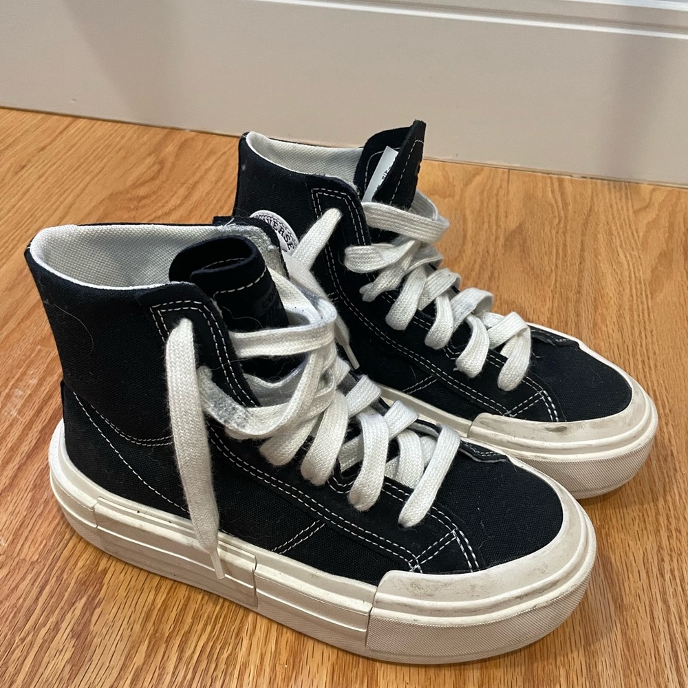 Converse Black and White High-Top platform Sneakers